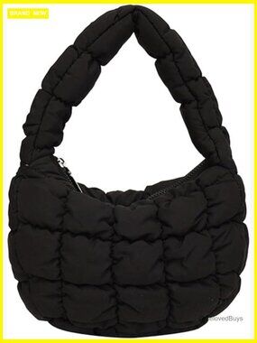Mini Crescent Quilted Puffer Wristlet Bag Cute Bubble Y2k Purse Satchel